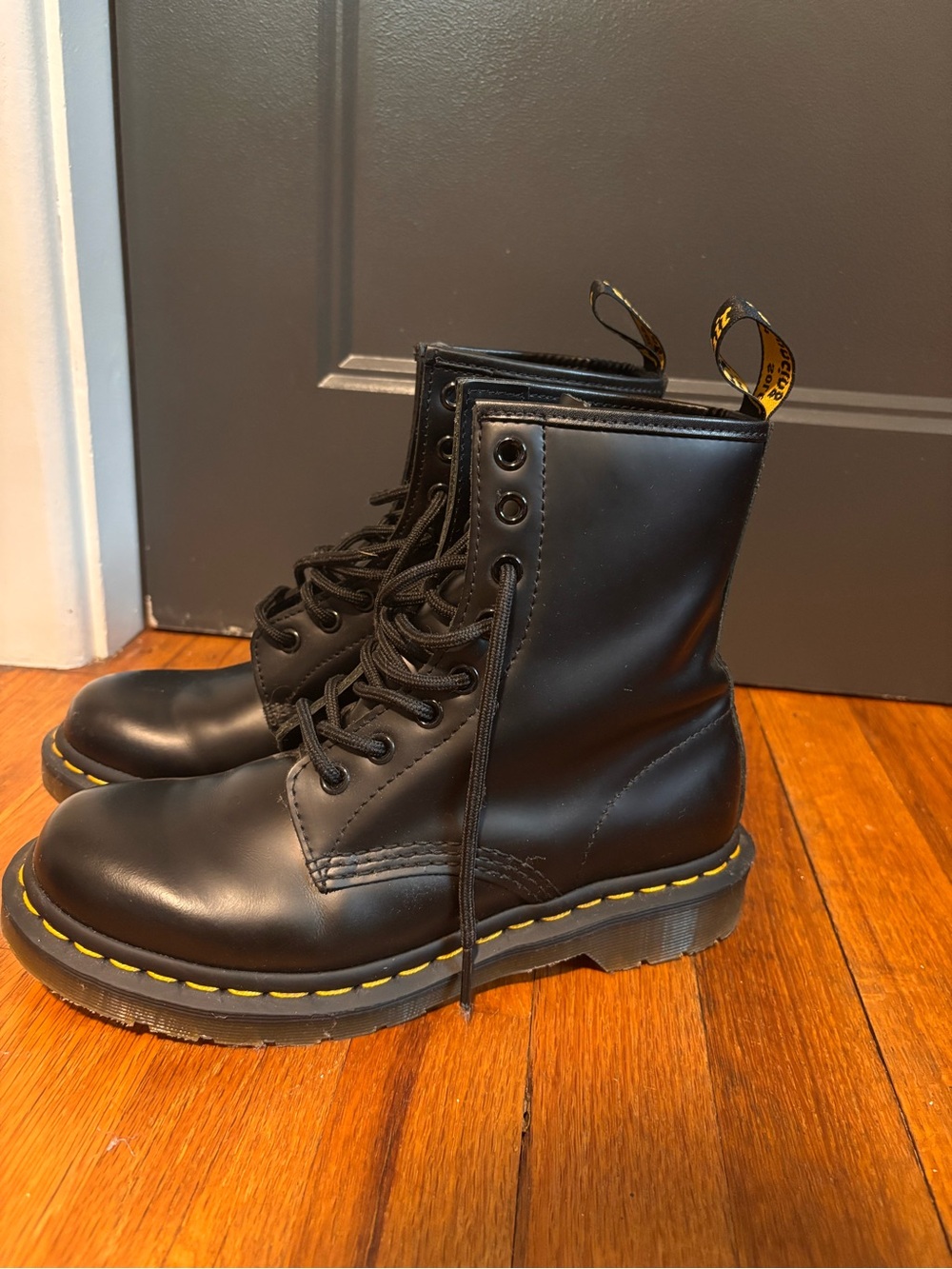 Black Leather Lace-Up Combat Boots - Dr. Martens